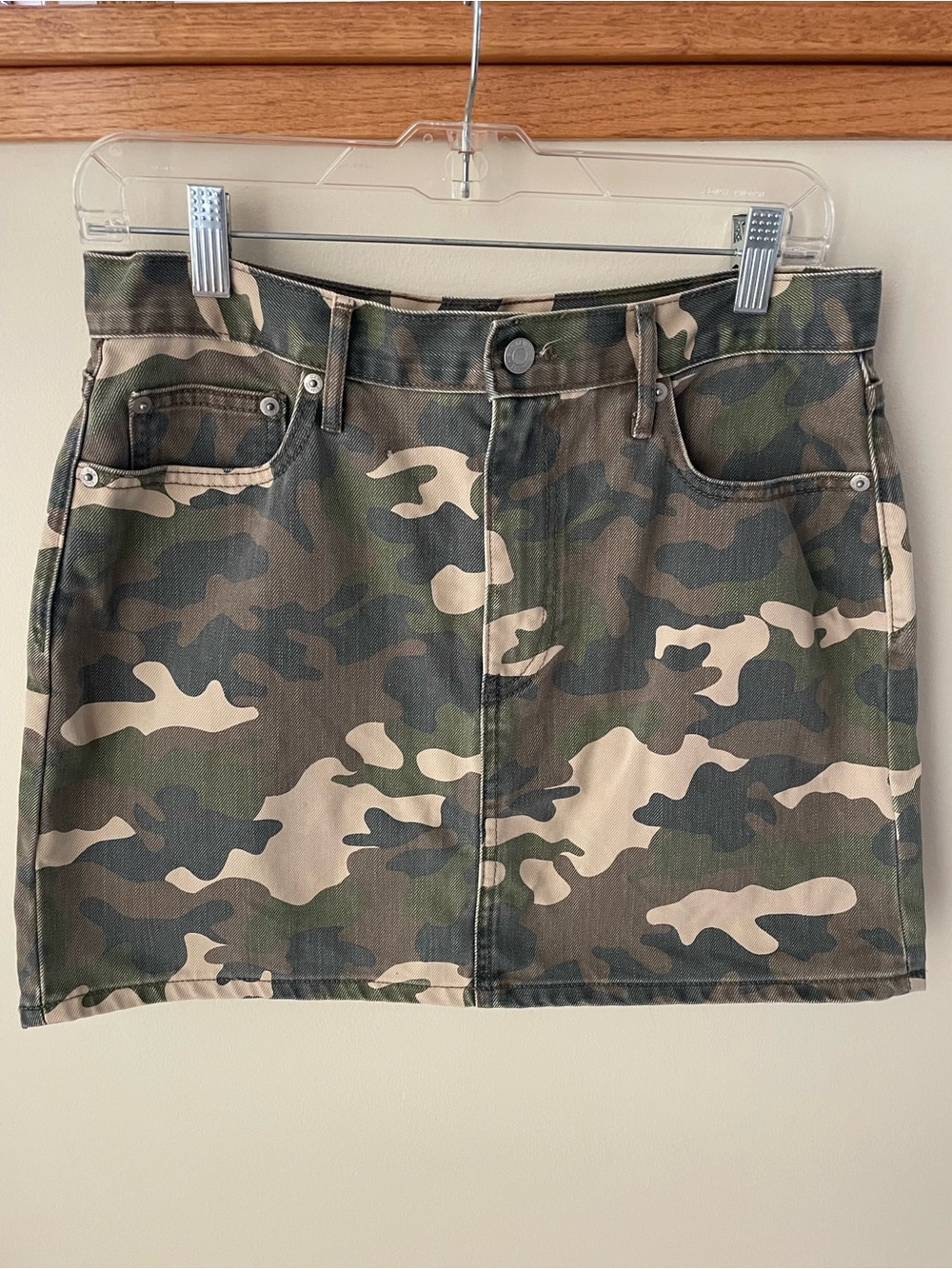 GAP Camo Print Mini Skirt in Olive and Tan